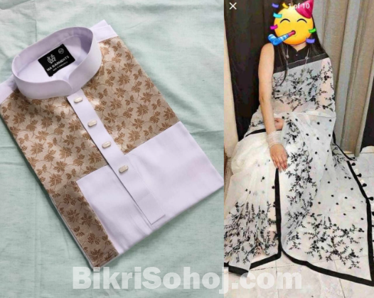 Muslin silk with embroidery work with panjabi